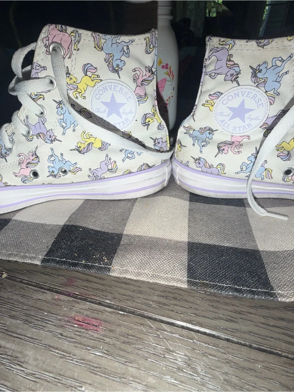 Converse Unicorn Chuck Taylor High Kids Women Sneakers White Violet Canvas 5.5